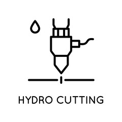 Hydro Cutting Icon. Treatment of metals with water. Metallurgical industry, Production, CNC. Vector sign in simple style isolated on white background. Original size 64x64 pixels.