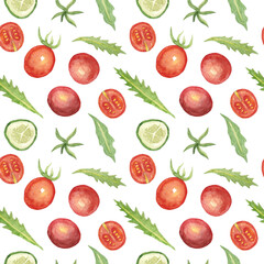 Seamless pattern with watercolor vegetables