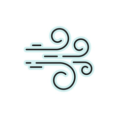Weather forecast wind storm color outline icon, vector pictogram. Air speed weather forecast for windstorm or stormy wind blow, temperature and climate meteorology