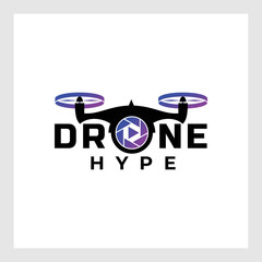 Template Drone Logo.Drone Logo Design Vector Template, Colorful Lens Camera