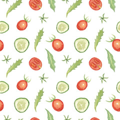 Seamless pattern with watercolor vegetables