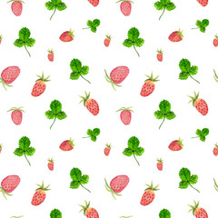 Seamless watercolor pattern with berries