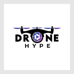 Template Drone Logo.Drone Logo Design Vector Template, Colorful Lens Camera