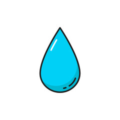 Weather forecast rain drop icon in color outline for temperature and climate meteorology. Rain or heavy shower weather forecast symbol of raindrop