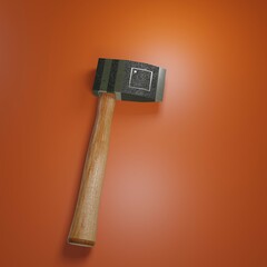3d image render of an ax, ax use in a woodworking magazine, 3d illustration 3D illustration, 3D rendering