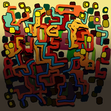 abstract art graffiti wall design for BG and children's magazines