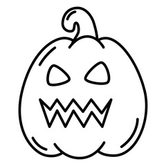 Halloween pumpkin thin line icon.