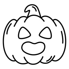 Halloween pumpkin thin line icon.