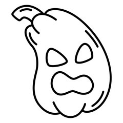 Halloween pumpkin thin line icon.