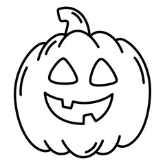 Halloween pumpkin thin line icon.