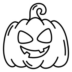 Halloween pumpkin thin line icon.