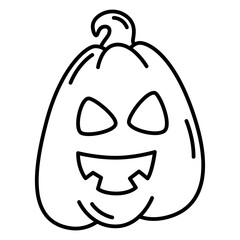 Halloween pumpkin thin line icon.