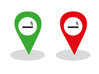 
Image of smoking cigarettes. A cigarette in a green circle is a place where smoking is allowed. In the red circle - where smoking is prohibited