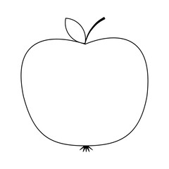 Contour apple . doodle style. monochrome image