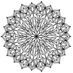 Mandala, basic and simple. Coloring Book. Digital drawing. Book Page.