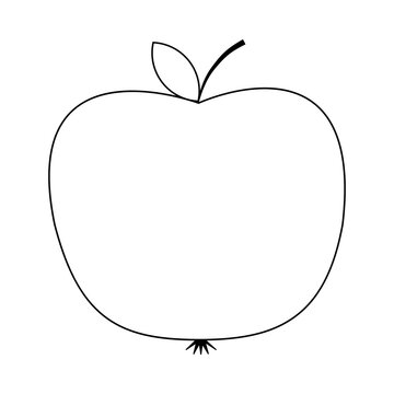 Contour apple . doodle style. monochrome image