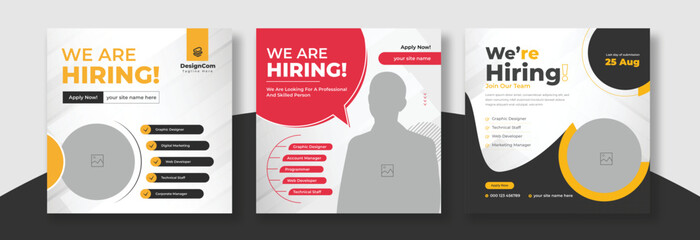 We are hiring job vacancy social media post or square web banner template design