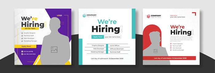 We are hiring job vacancy social media post or web banner template