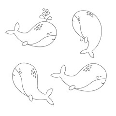 Fototapeta premium Whale in outline style. Vector illustration