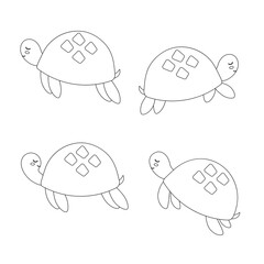Turtle in outline style. Vector illustration