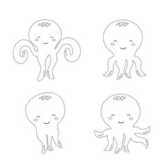 Outline style octopus. Vector illustration