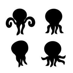 Silhouette style octopus. Vector illustration