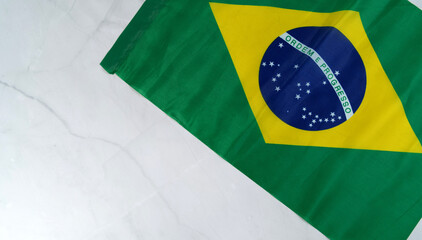 Brazilian flag. Selective focus. Translation: order and progress.