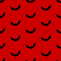 Gothic Halloween seamless pattern made up many flying black bats. Holiday endless repeating texture for printing on package, wrapper, envelopes, cards, clothes or accessories. Ornamental paper design.