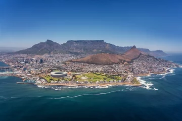 Crédence en verre imprimé Montagne de la Table Capetown Helicopterview