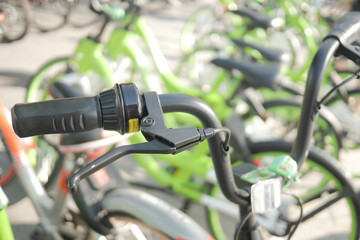 close up of Row of bicycles selective focus ,