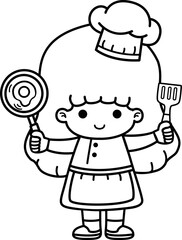 Fototapeta premium happy kid cooking chef vector illustration