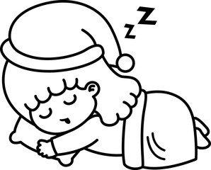 sleepy kid girl vector illustration