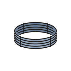 Round stainless steel wire isolated soft gauge outline icon. Vector steel or aluminium rolled metal wire, circled spring, rolled product