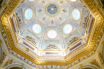 Vienna, Austria - August 27, 2022: Famous Austrian Landmark. Royal Palace with elegant interior. Luxurious building from inside with golden ornaments.