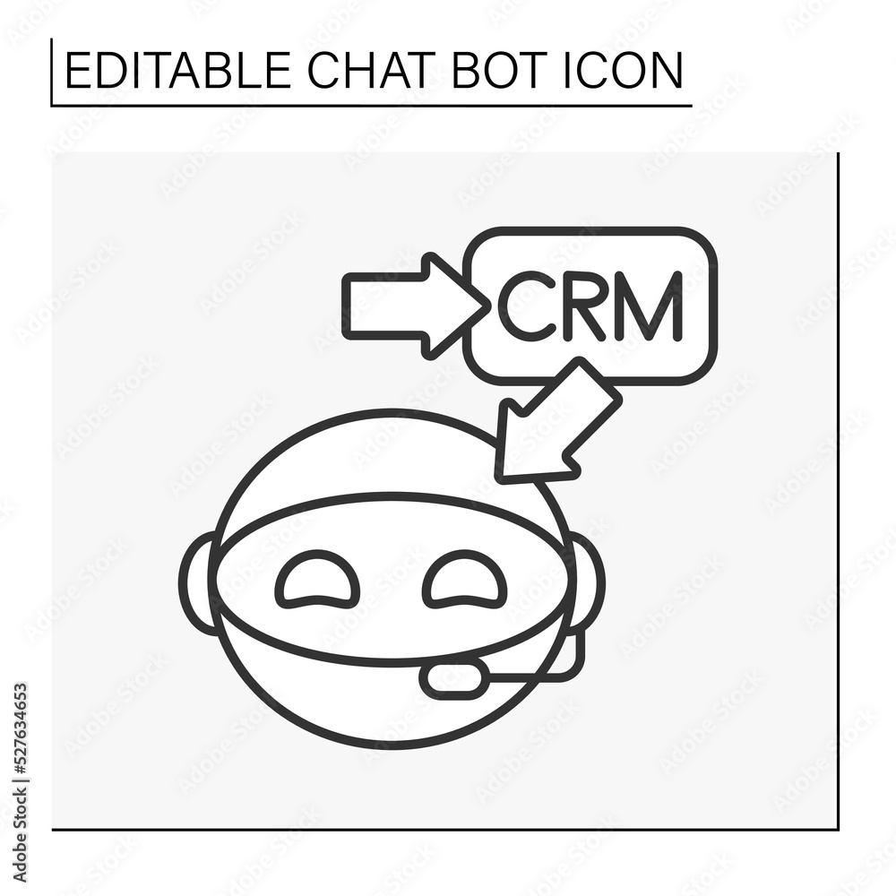 Poster robot line icon. customer relationship management. chatbot concept. isolated vector illustration. ed