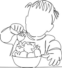 little girl eating strawberries