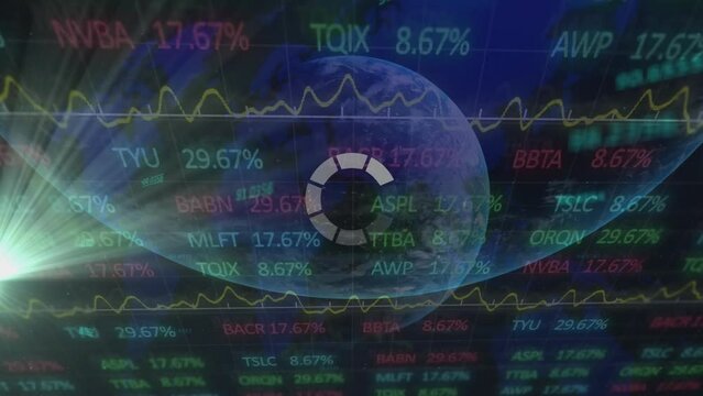 Animation of light, financial data and globe