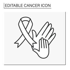Disease line icon.Cancer support group. Fight against cancer..Healthcare concept. Isolated vector illustration. Editable stroke