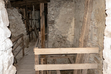 Interior of the ruins of Vinne Castle in Slovakia during reconstruction