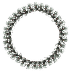 pine venox with cones, christmas decor illustration