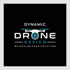 Drone Logo Design Vector Template, Colorful Lens Camera