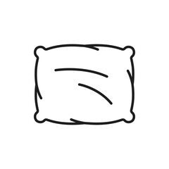 Sleeping pillow isolated soft cushion outline icon. Vector element of bedroom and bed for sleep. Mockup of decorative cotton orthopedic headboard pillow, fluffy feather cushion bedding accessory