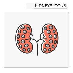 Kidney failure color icon. Internal organs stop working. Acute or severe kidney failure.Healthcare concept.Isolated vector illustration
