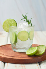 Fresh summer cocktail caipirinha or caipiroska with ingredients.