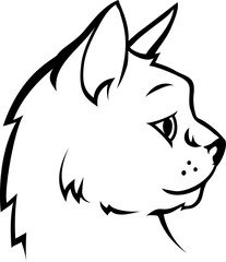 An illustration of a cat face or head in profile