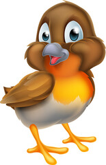 Cartoon Christmas Robin Bird