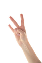 Female Hand is Making Rocker Sign on Isolated White Background