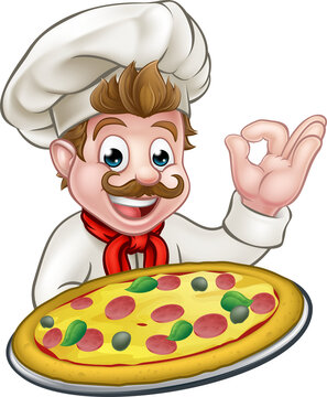 Chef Pizza Cartoon Character Mascot
