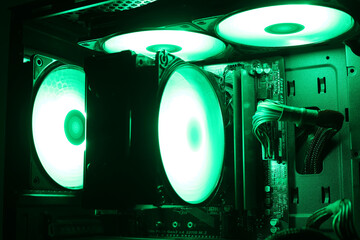 Computer cooling, coolers with color illumination in a gaming computer
