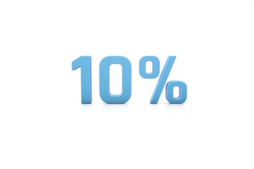 10 ten percent written 3D text in white background